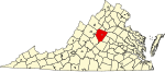 Map of Virginia highlighting Albemarle County